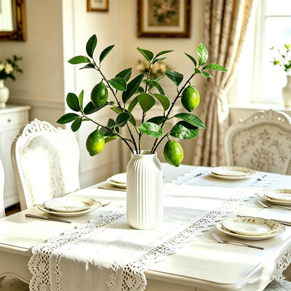 Artificial Lemons Tree Branches /Pack 6Faux Lemons and Lifelike Leaves Fruit Fake Plant Spring Summer Lemon Themed Decoration for Kitchen Dining Table Farmhouse 20Inch