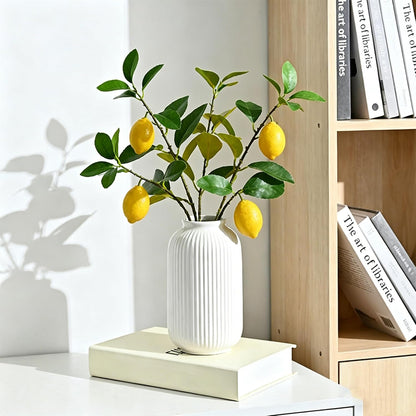 Artificial Lemons Tree Branches /Pack 6Faux Lemons and Lifelike Leaves Fruit Fake Plant Spring Summer Lemon Themed Decoration for Kitchen Dining Table Farmhouse 20Inch