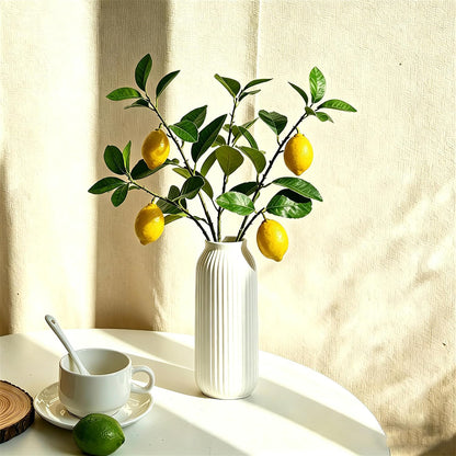 Artificial Lemons Tree Branches /Pack 6Faux Lemons and Lifelike Leaves Fruit Fake Plant Spring Summer Lemon Themed Decoration for Kitchen Dining Table Farmhouse 20Inch