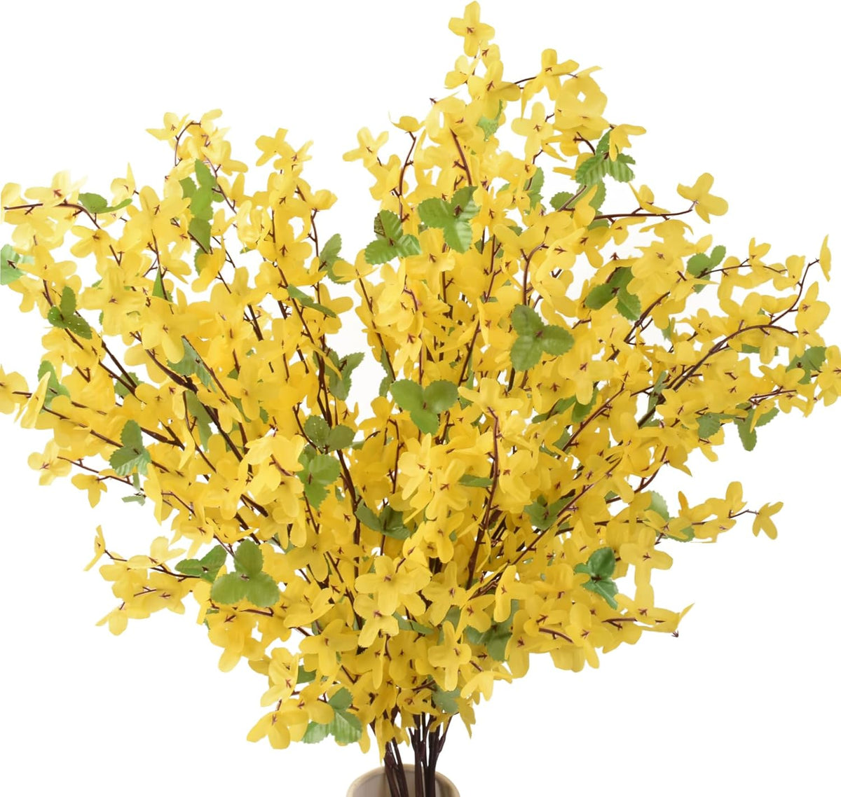 Yellow Silk Forsythia Stems 10PCS, Artificial Forsythia Branches Fake Flower Artificial Forsythia Flowers Spring Floral for Home Wedding Party Decor