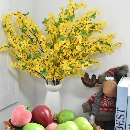 Yellow Silk Forsythia Stems 10PCS, Artificial Forsythia Branches Fake Flower Artificial Forsythia Flowers Spring Floral for Home Wedding Party Decor