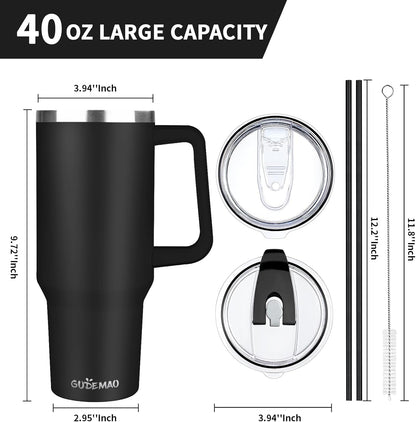 30 oz Tumbler with Handle, Stainless Steel Insulated Tumbler with Lid and Straw, Double Wall Vacuum Coffee Mug Tumbler, Insulated Coffee Thermal Cup for Cold and Hot (Yellow)