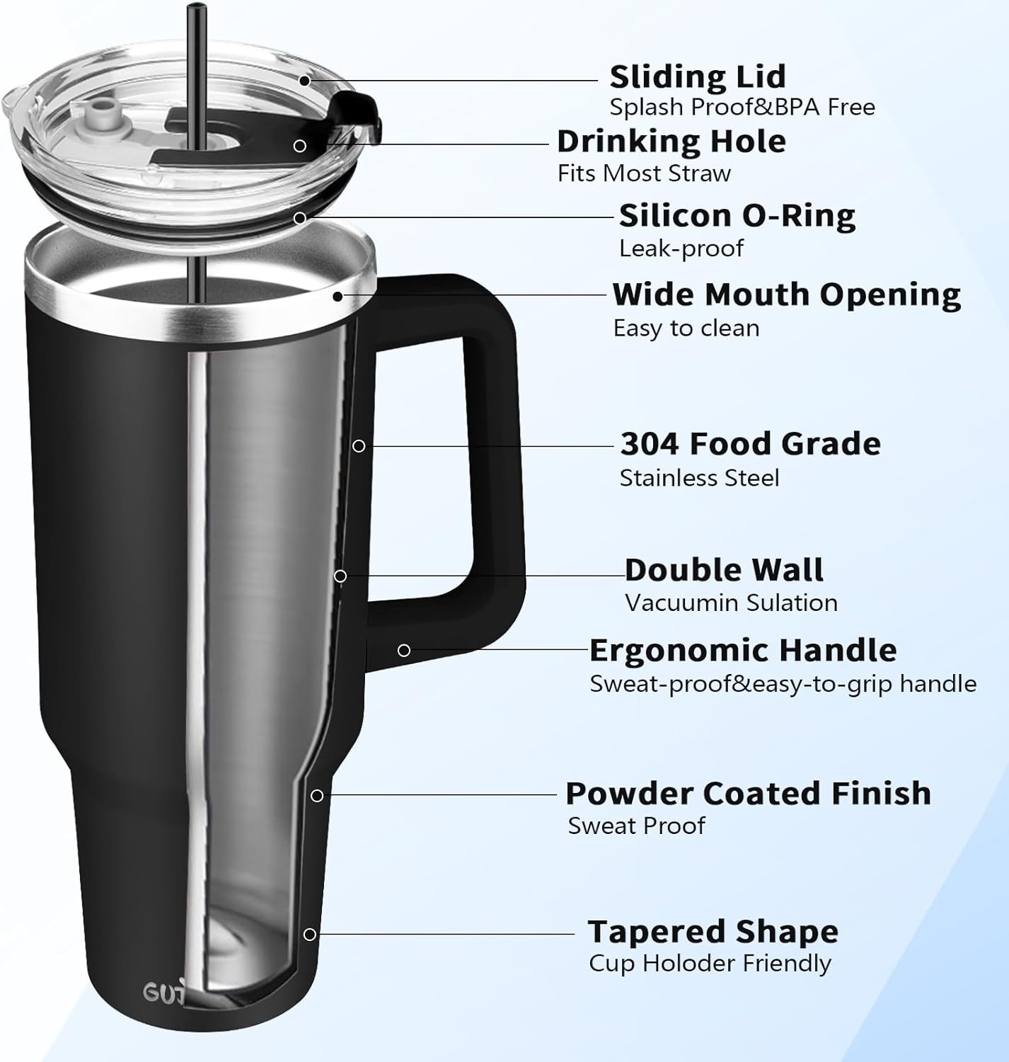 30 oz Tumbler with Handle, Stainless Steel Insulated Tumbler with Lid and Straw, Double Wall Vacuum Coffee Mug Tumbler, Insulated Coffee Thermal Cup for Cold and Hot (Yellow)