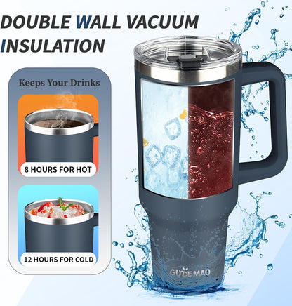 30 oz Tumbler with Handle, Stainless Steel Insulated Tumbler with Lid and Straw, Double Wall Vacuum Coffee Mug Tumbler, Insulated Coffee Thermal Cup for Cold and Hot (Yellow)