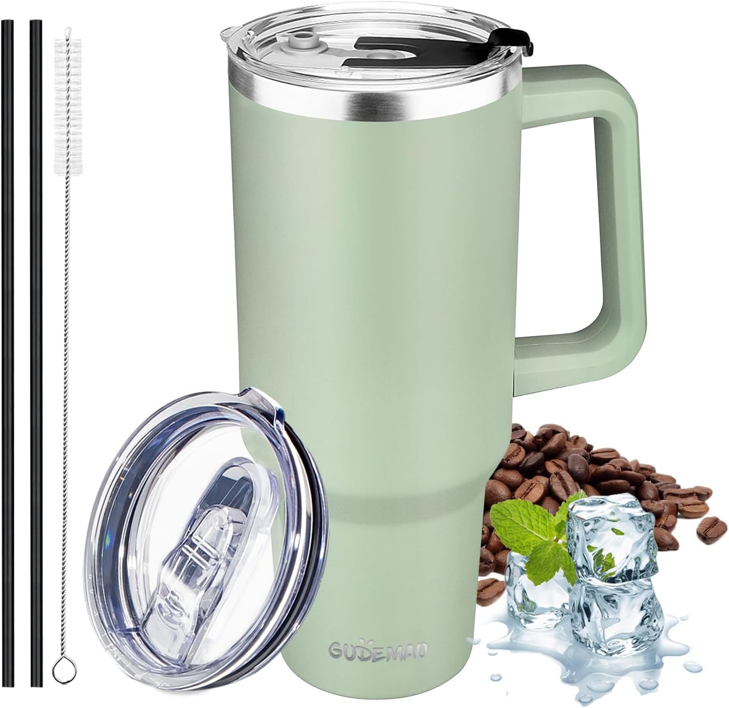 30 oz Tumbler with Handle, Stainless Steel Insulated Tumbler with Lid and Straw, Double Wall Vacuum Coffee Mug Tumbler, Insulated Coffee Thermal Cup for Cold and Hot (Yellow)