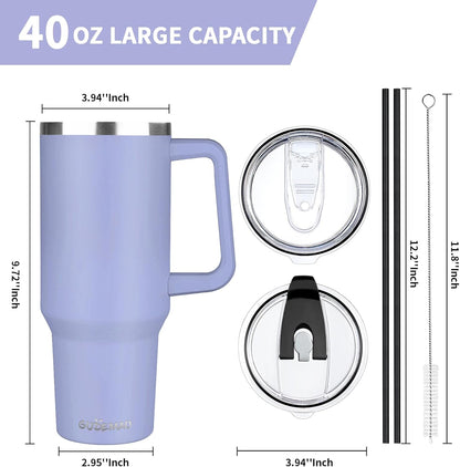 30 oz Tumbler with Handle, Stainless Steel Insulated Tumbler with Lid and Straw, Double Wall Vacuum Coffee Mug Tumbler, Insulated Coffee Thermal Cup for Cold and Hot (Yellow)