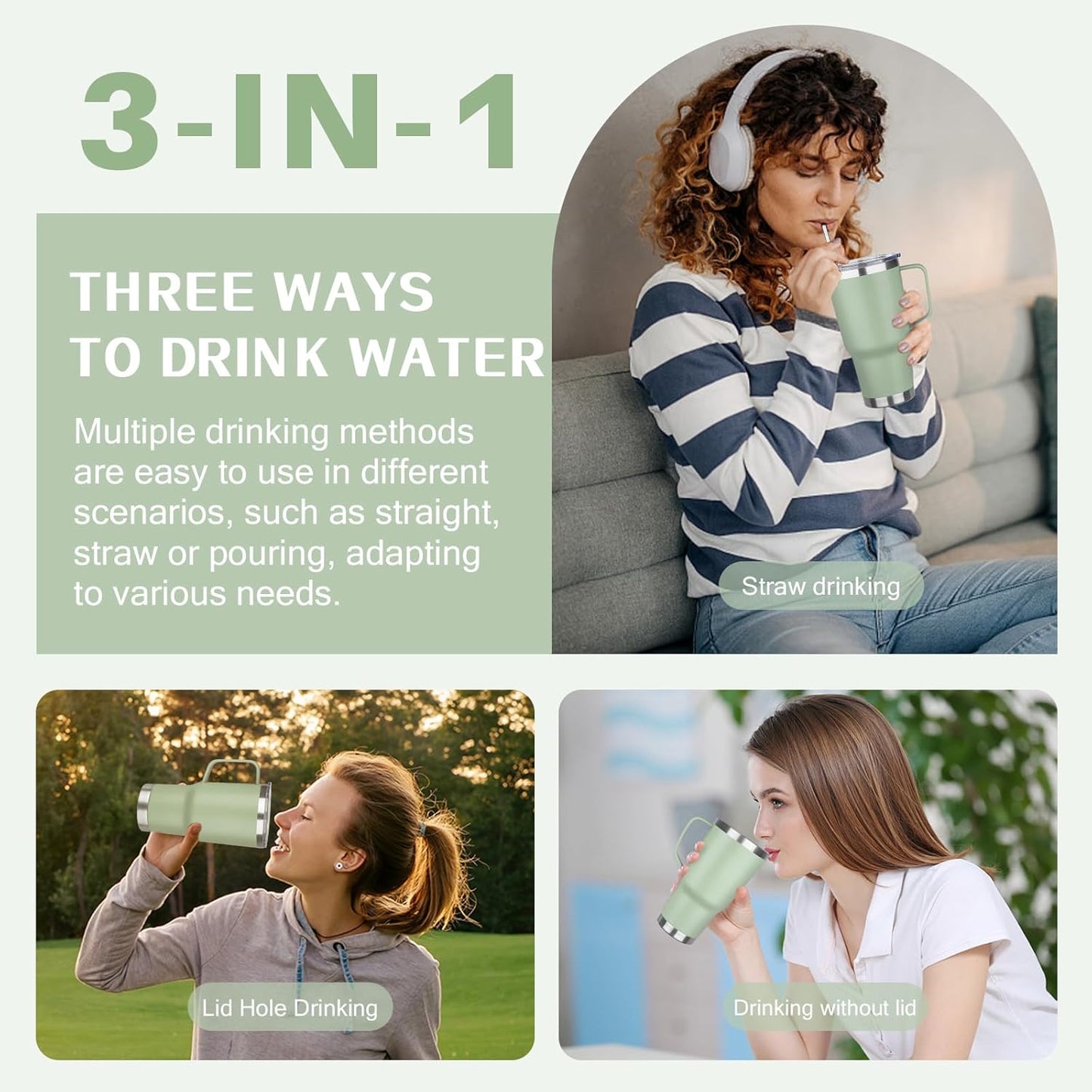 30 oz Tumbler with Handle, Stainless Steel Insulated Tumbler with Lid and Straw, Double Wall Vacuum Coffee Mug Tumbler, Insulated Coffee Thermal Cup for Cold and Hot (Yellow)