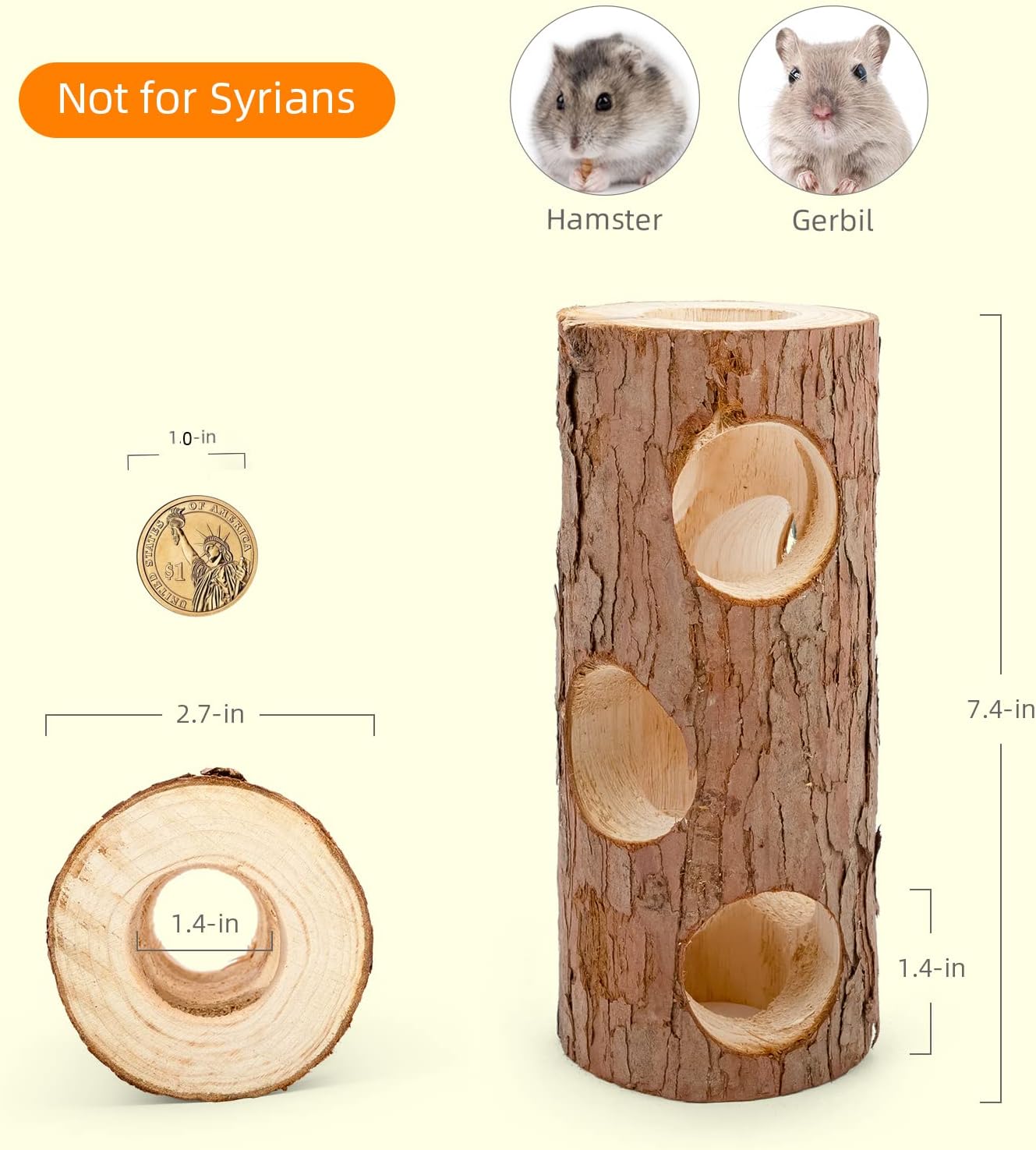 Natural Wooden Hamster Mouse Tunnel Tube Toy Forest Hollow Tree Trunk