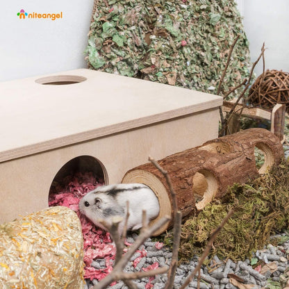 Natural Wooden Hamster Mouse Tunnel Tube Toy Forest Hollow Tree Trunk