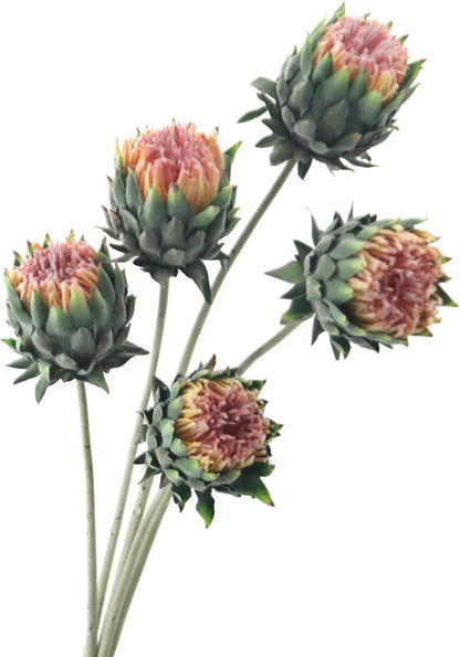 2pcs Artificial King Protea Flowers,60 CM/24 inches Long Stem Faux Cynaroides Flower Decoration for Table/Home/Office/Restaurant (Pink)