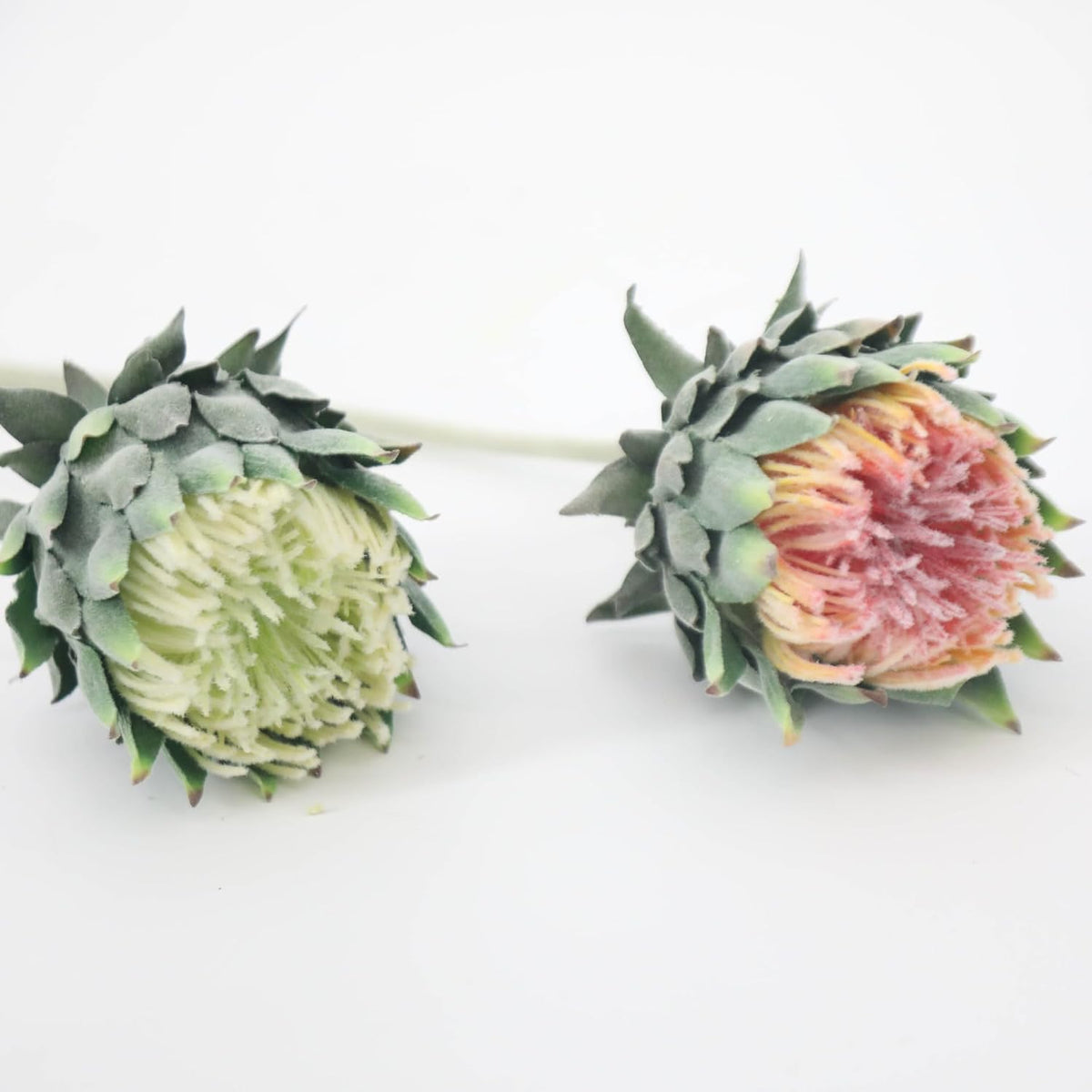 2pcs Artificial King Protea Flowers,60 CM/24 inches Long Stem Faux Cynaroides Flower Decoration for Table/Home/Office/Restaurant (Pink)