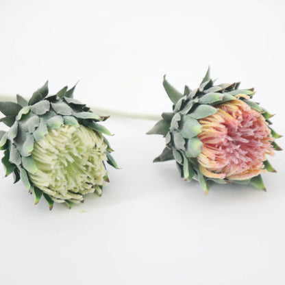 2pcs Artificial King Protea Flowers,60 CM/24 inches Long Stem Faux Cynaroides Flower Decoration for Table/Home/Office/Restaurant (Pink)