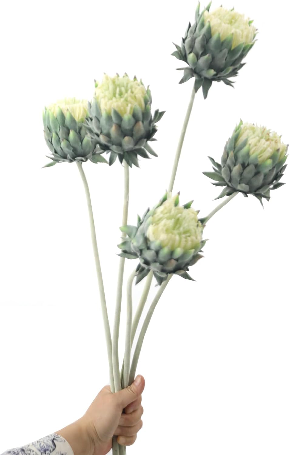2pcs Artificial King Protea Flowers,60 CM/24 inches Long Stem Faux Cynaroides Flower Decoration for Table/Home/Office/Restaurant (Pink)
