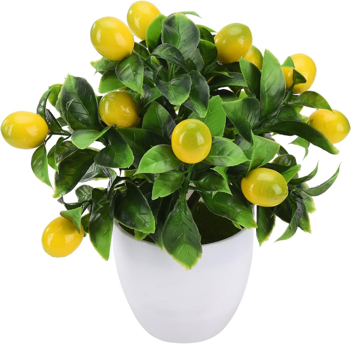 Artificial Lemon Tree Plant Decor, Artificial Lemon Potted, Fake Green Pot Plants Flowers Ornaments Mini Potted Lemon Tree Fake Lemon for Home Office Decorations(Yellow)