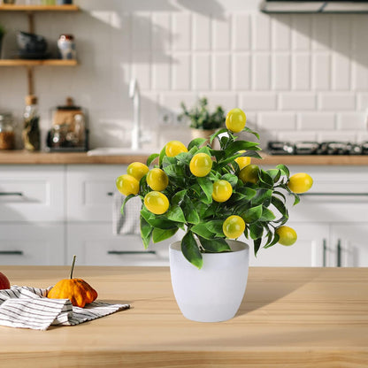 Artificial Lemon Tree Plant Decor, Artificial Lemon Potted, Fake Green Pot Plants Flowers Ornaments Mini Potted Lemon Tree Fake Lemon for Home Office Decorations(Yellow)