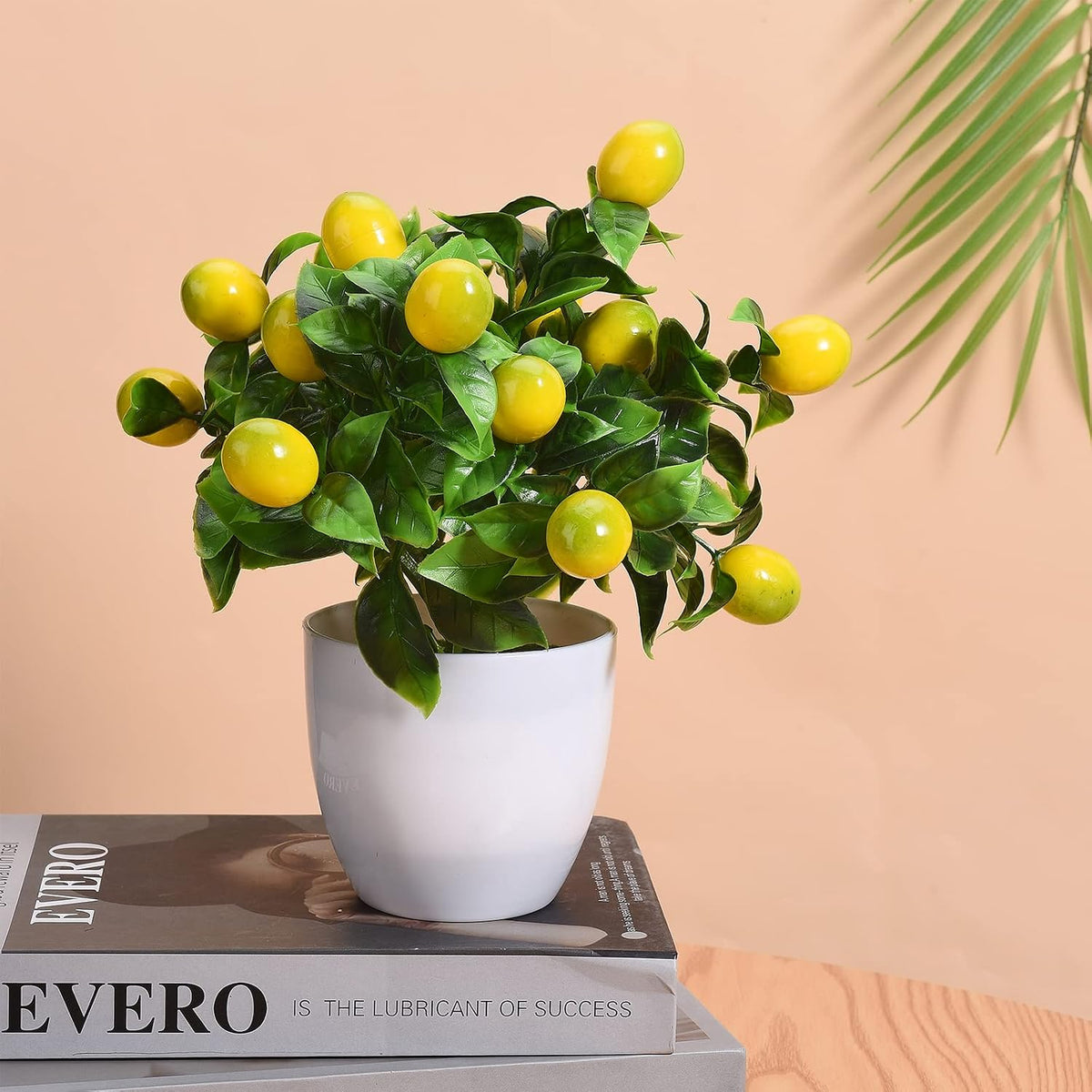 Artificial Lemon Tree Plant Decor, Artificial Lemon Potted, Fake Green Pot Plants Flowers Ornaments Mini Potted Lemon Tree Fake Lemon for Home Office Decorations(Yellow)