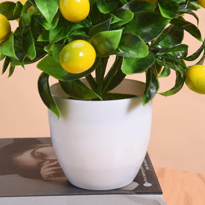 Artificial Lemon Tree Plant Decor, Artificial Lemon Potted, Fake Green Pot Plants Flowers Ornaments Mini Potted Lemon Tree Fake Lemon for Home Office Decorations(Yellow)
