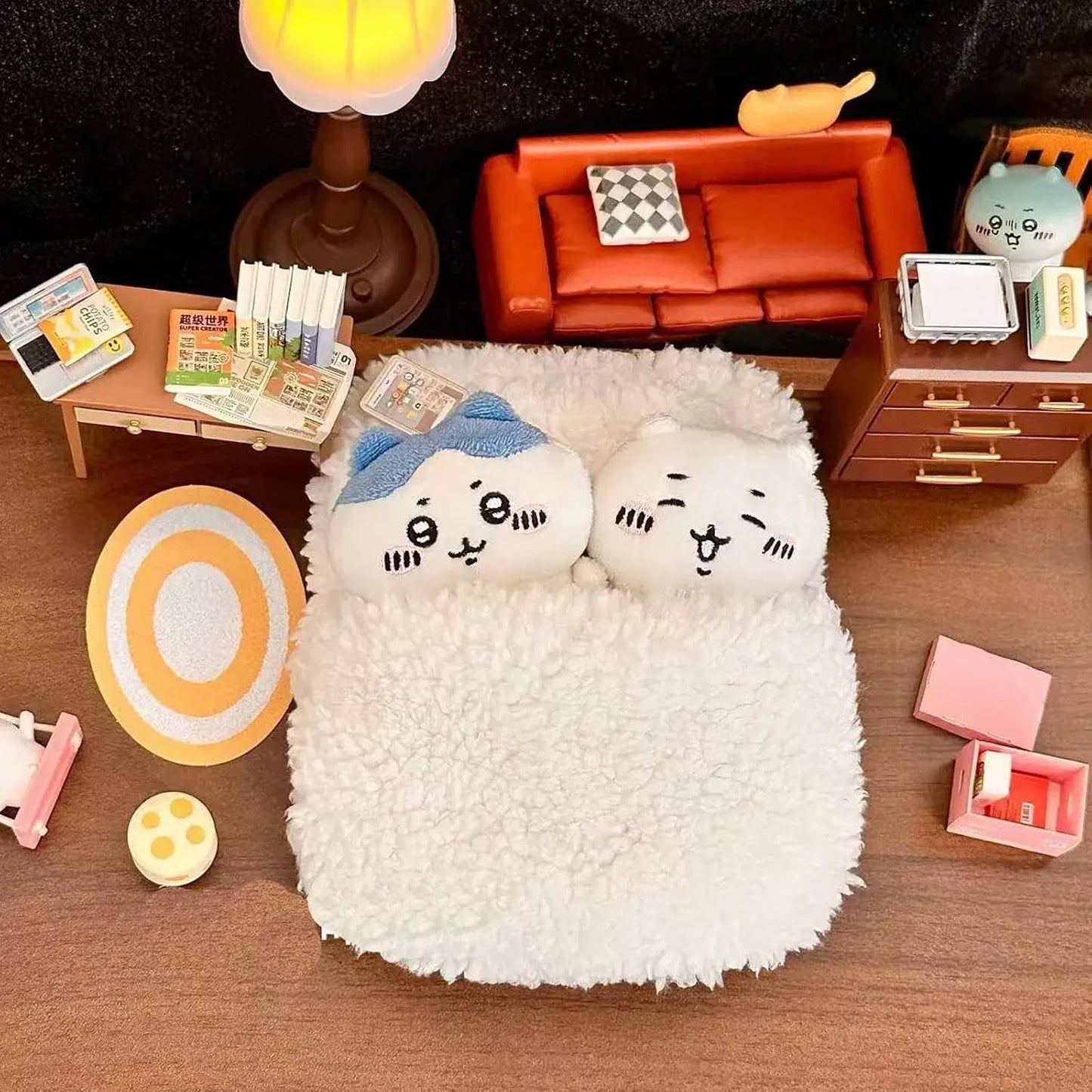 Hamster Mini Cotton Sofa Chair, Small Animal Blue Red Bed Cozy with Pillow, Cage Decor Photo Toys, Relax Habitat House Accessories, Sleep Pad Rest Nest for Hamster, Mice, Rat.