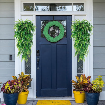 4 Pack Artificial Hanging Plants Fake Hanging Plant Faux Hanging Boston Ferns Fake Ivy Vines Greenery UV Resistant Plastic Plants for Indoor Outdoor Room Wall Wedding Patio Porch Decor