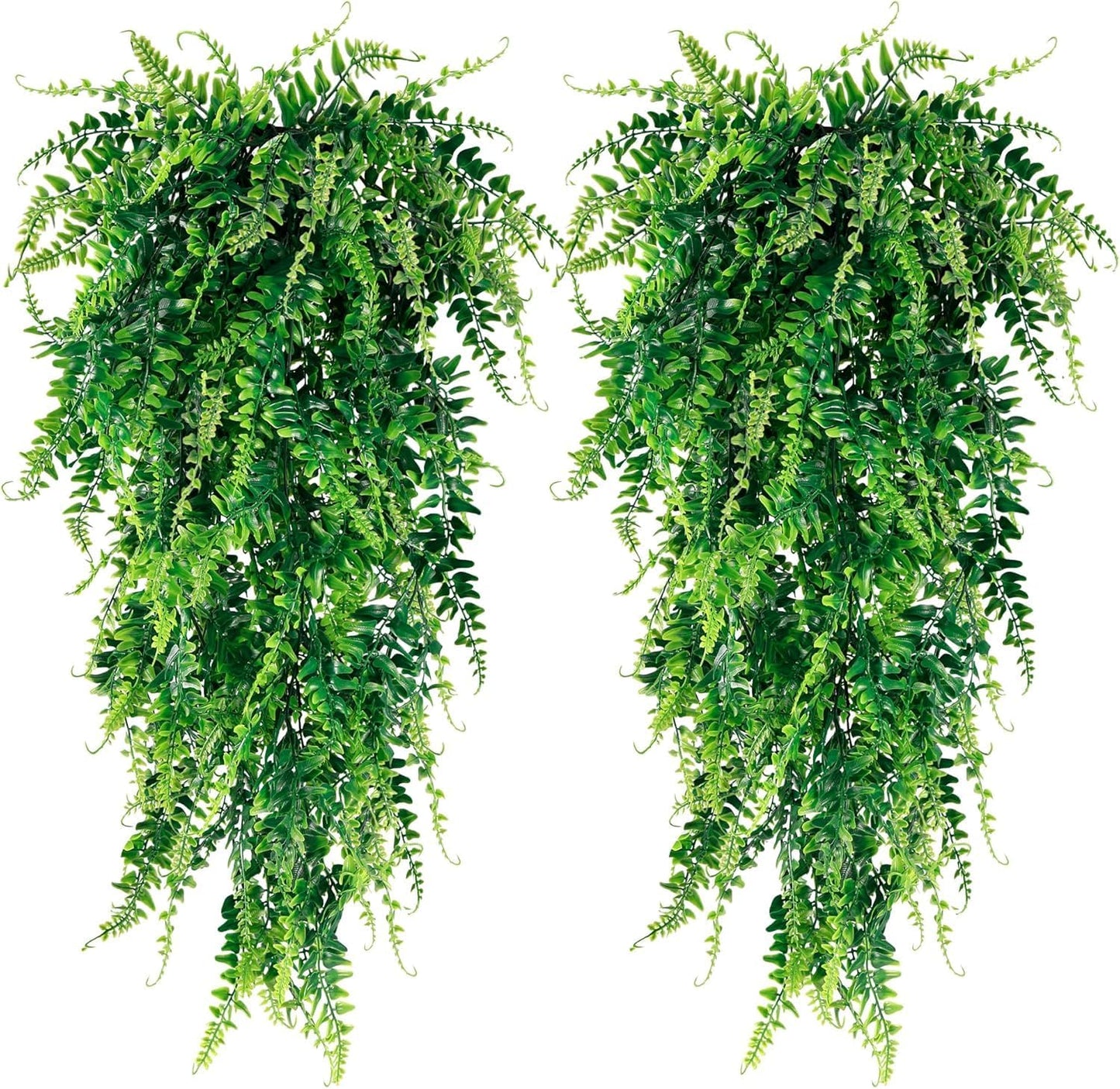 4 Pack Artificial Hanging Plants Fake Hanging Plant Faux Hanging Boston Ferns Fake Ivy Vines Greenery UV Resistant Plastic Plants for Indoor Outdoor Room Wall Wedding Patio Porch Decor