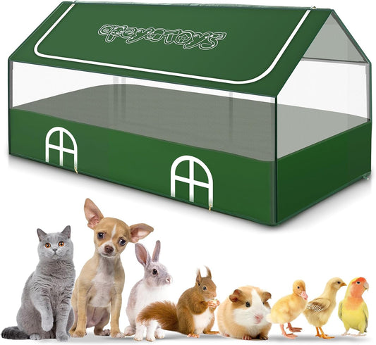 Small Animal Playpen,Rabbit Play Pen, Guinea Pig Cages for Indoor Outdoor,Portable Chicken Coop,Puppy Play Pen with Waterproof Floor for Guinea Pig,Chicken,Hamsters, Hedgehogs,Bunny, Green L