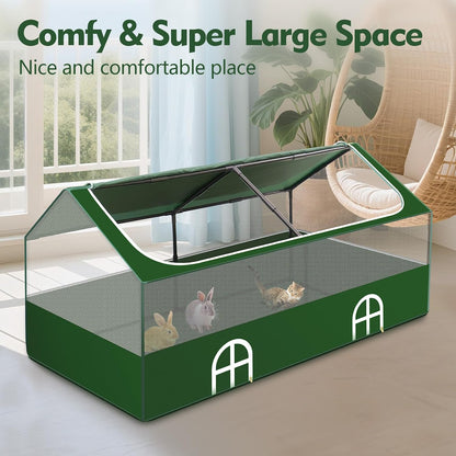 Small Animal Playpen,Rabbit Play Pen, Guinea Pig Cages for Indoor Outdoor,Portable Chicken Coop,Puppy Play Pen with Waterproof Floor for Guinea Pig,Chicken,Hamsters, Hedgehogs,Bunny, Green L