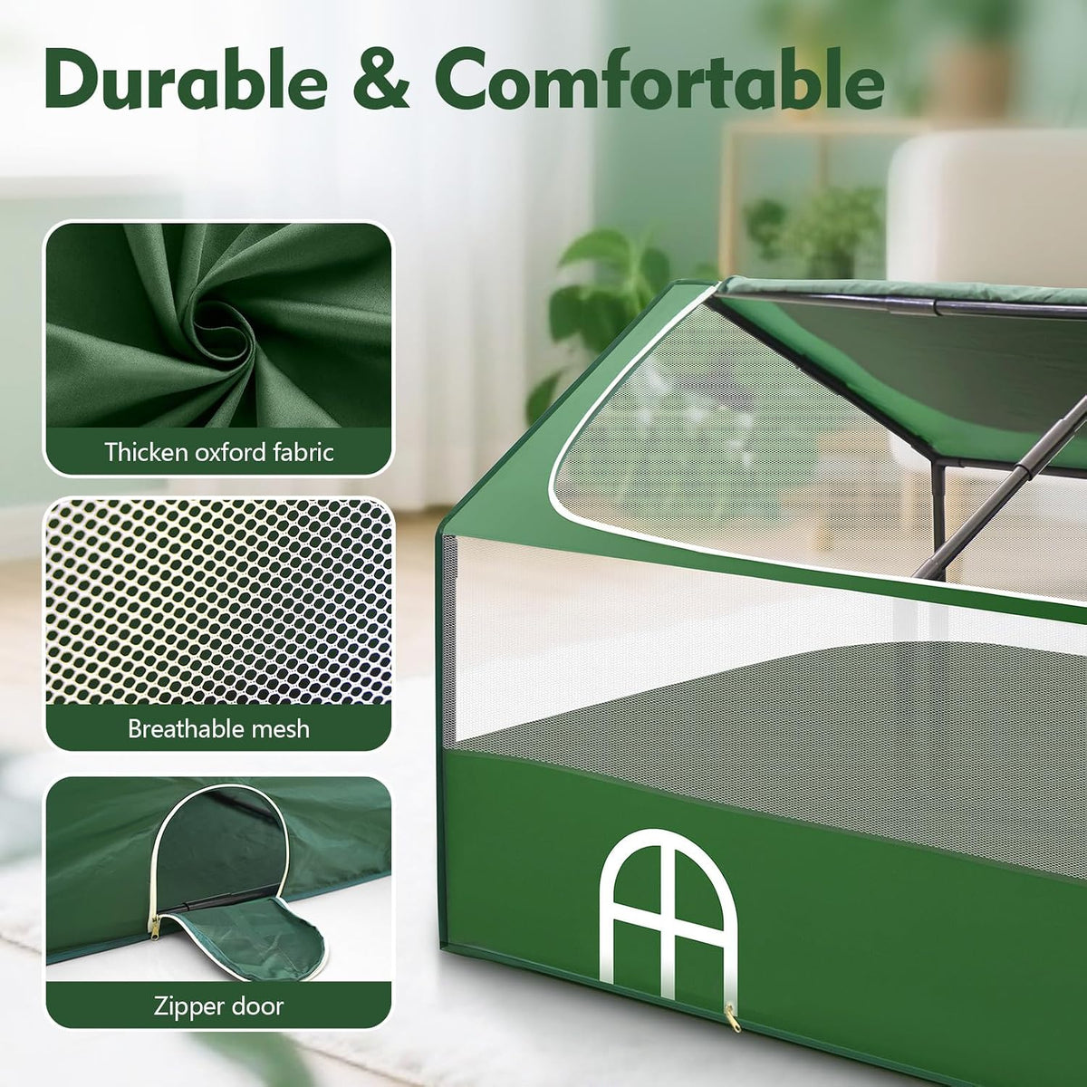 Small Animal Playpen,Rabbit Play Pen, Guinea Pig Cages for Indoor Outdoor,Portable Chicken Coop,Puppy Play Pen with Waterproof Floor for Guinea Pig,Chicken,Hamsters, Hedgehogs,Bunny, Green L