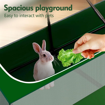 Small Animal Playpen,Rabbit Play Pen, Guinea Pig Cages for Indoor Outdoor,Portable Chicken Coop,Puppy Play Pen with Waterproof Floor for Guinea Pig,Chicken,Hamsters, Hedgehogs,Bunny, Green L
