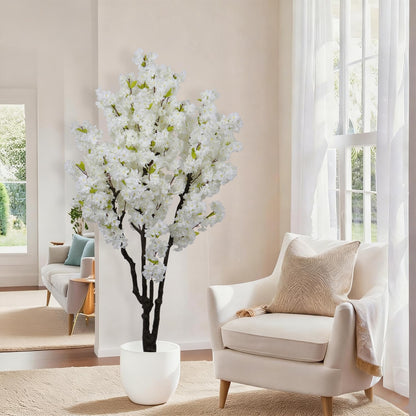 6ft Tall Artificial White Cherry Blossom Tree