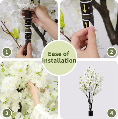 6ft Tall Artificial White Cherry Blossom Tree