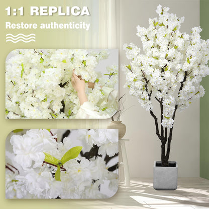 6ft Tall Artificial White Cherry Blossom Tree