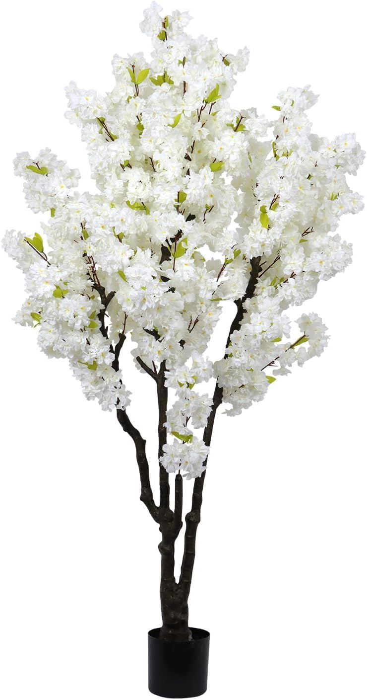 6ft Tall Artificial White Cherry Blossom Tree