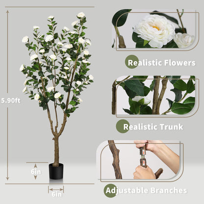 6ft Tall Artificial White Cherry Blossom Tree