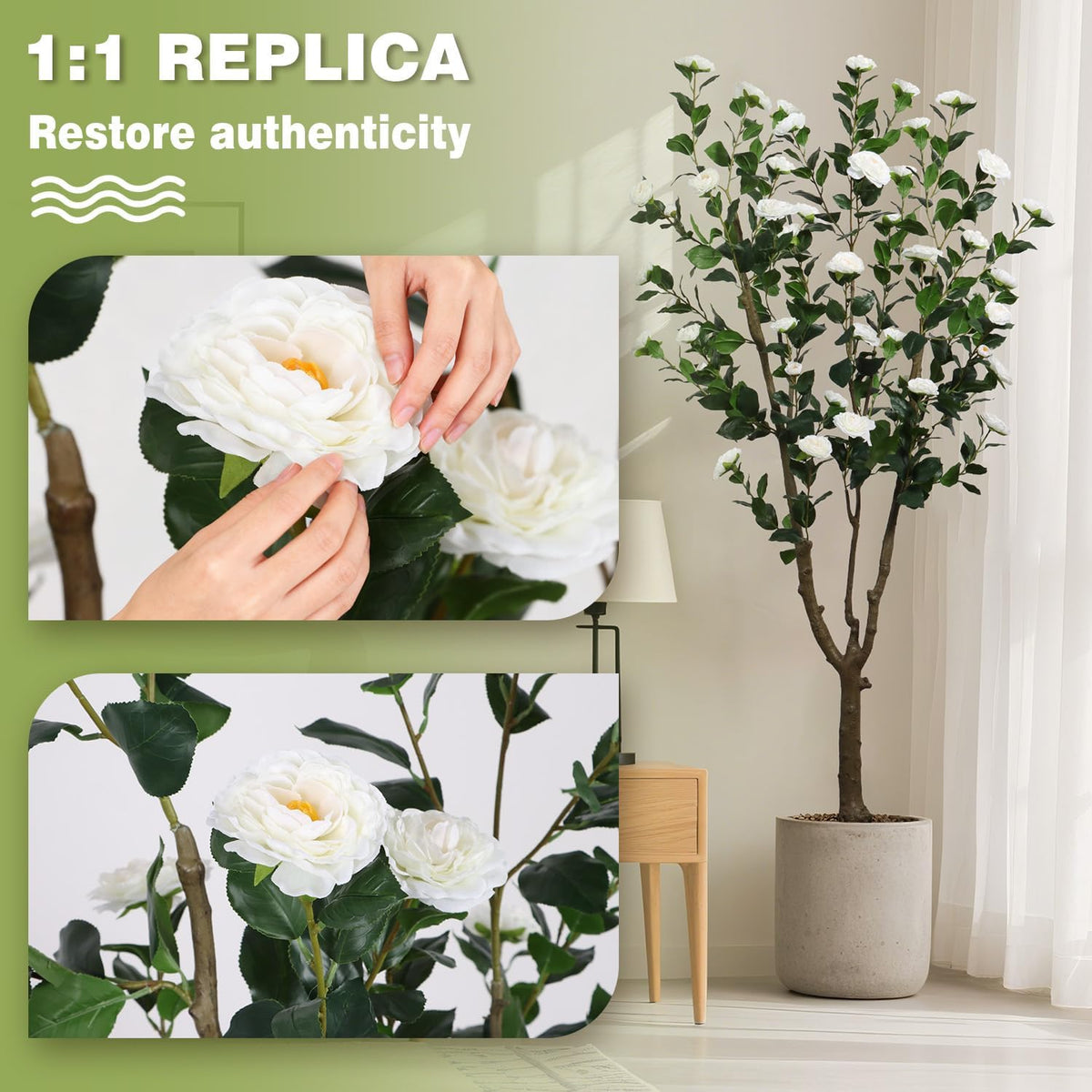 6ft Tall Artificial White Cherry Blossom Tree