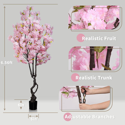 6ft Tall Artificial White Cherry Blossom Tree