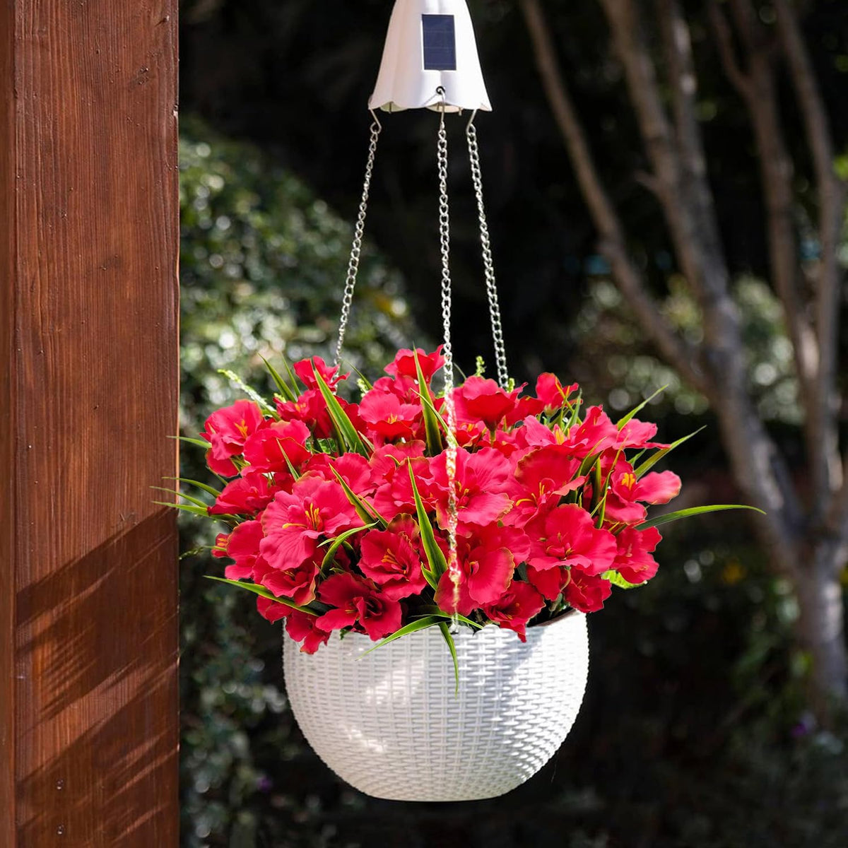 8 Bundles Artificial Hibiscus Flowers for Outdoor Faux UV Resistant Fake Silk Plants Flower for Front Porch Pot Planters Garden Window Box Indoor Home Decor (Red, Pink, Purple Red)