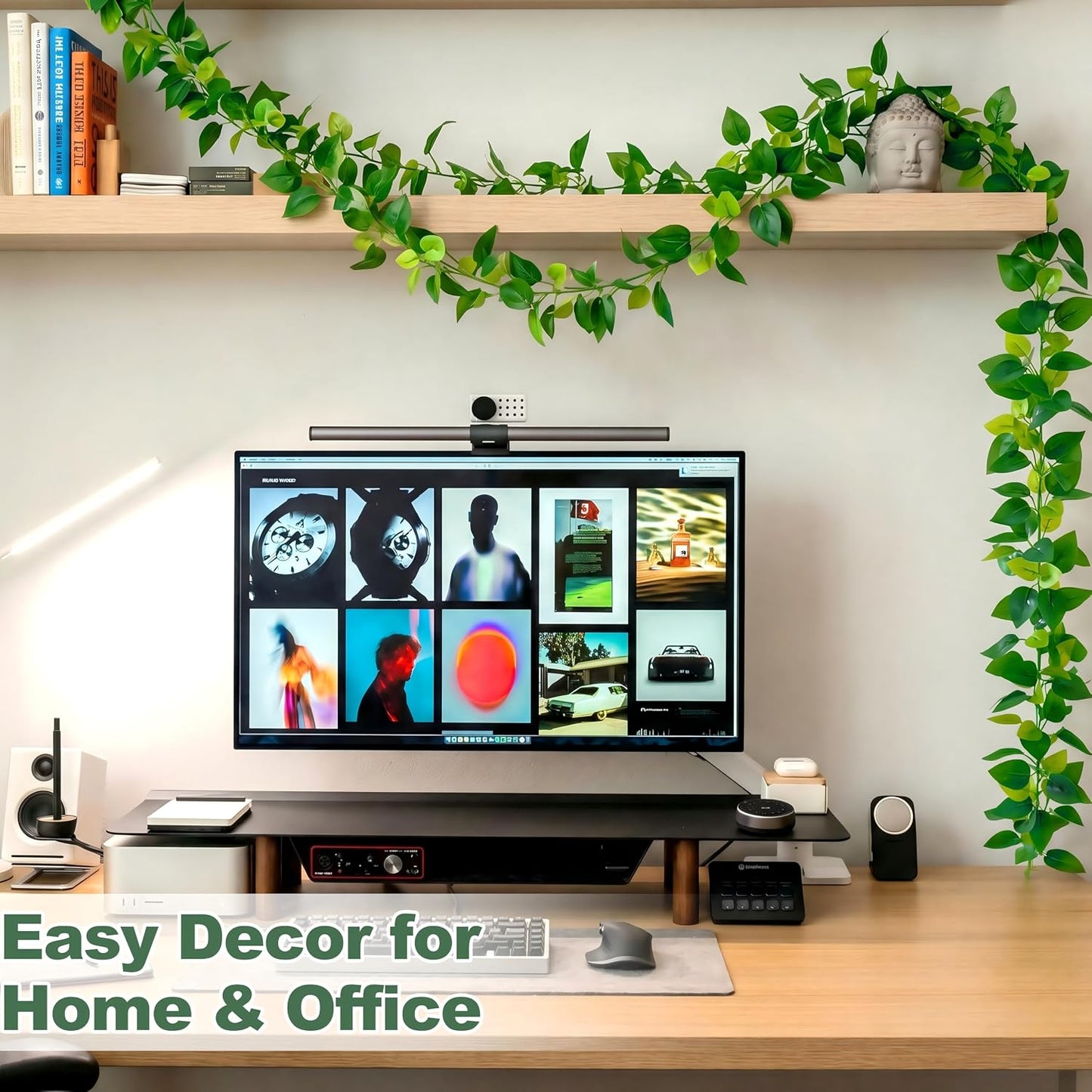 2Pcs Fake Vines Artificial Ivy Garland with Faux Pothos Leaves | Fake Plants Greenery for Bedroom Living Room Office Wall Garden Wedding Party Indoor Outdoor Decor Aesthetic
