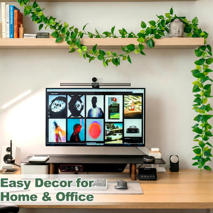 2Pcs Fake Vines Artificial Ivy Garland with Faux Pothos Leaves | Fake Plants Greenery for Bedroom Living Room Office Wall Garden Wedding Party Indoor Outdoor Decor Aesthetic