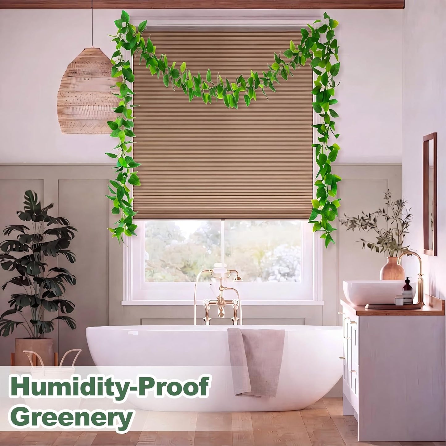 2Pcs Fake Vines Artificial Ivy Garland with Faux Pothos Leaves | Fake Plants Greenery for Bedroom Living Room Office Wall Garden Wedding Party Indoor Outdoor Decor Aesthetic