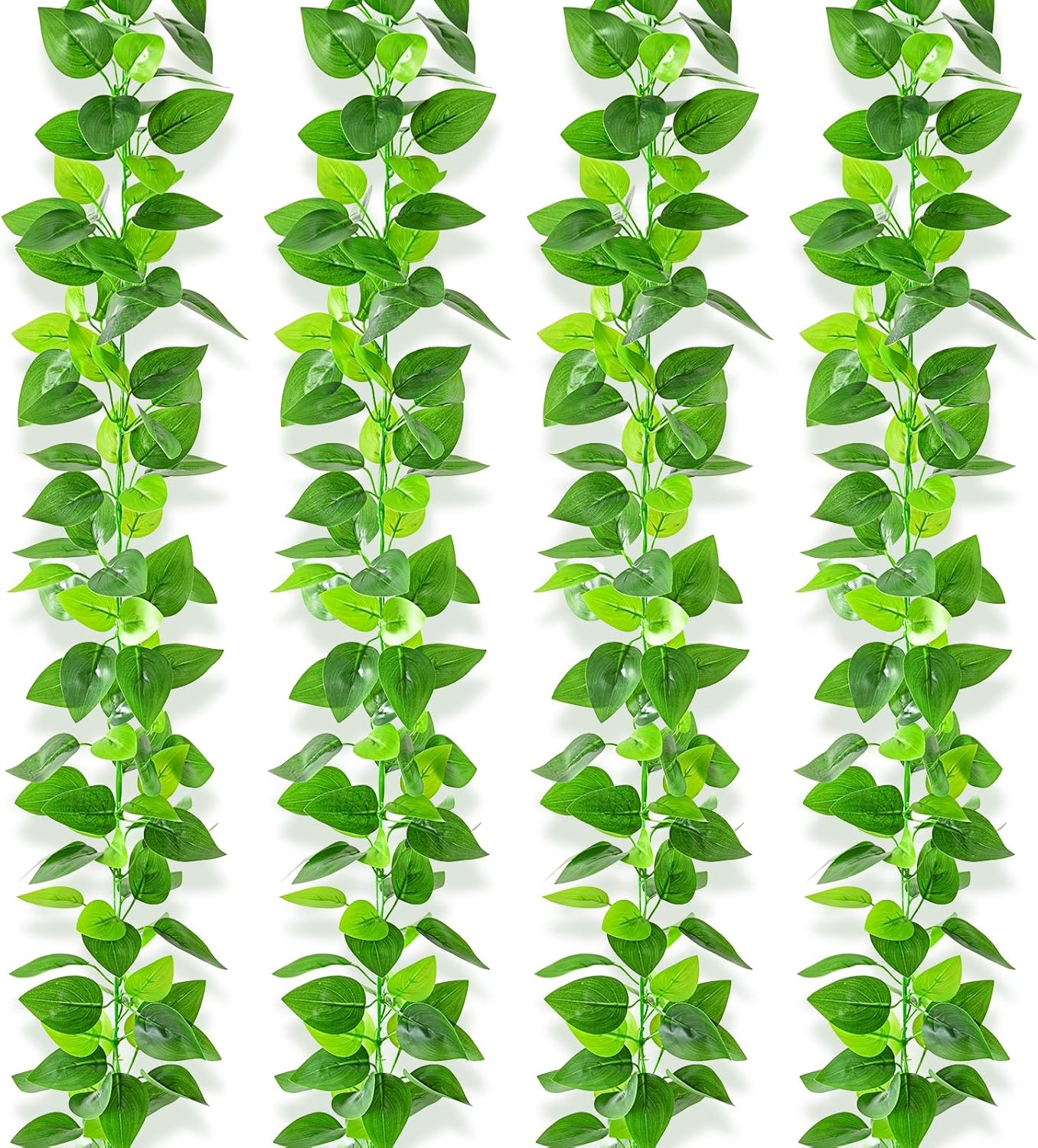 2Pcs Fake Vines Artificial Ivy Garland with Faux Pothos Leaves | Fake Plants Greenery for Bedroom Living Room Office Wall Garden Wedding Party Indoor Outdoor Decor Aesthetic