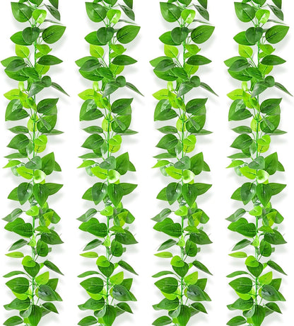 2Pcs Fake Vines Artificial Ivy Garland with Faux Pothos Leaves | Fake Plants Greenery for Bedroom Living Room Office Wall Garden Wedding Party Indoor Outdoor Decor Aesthetic