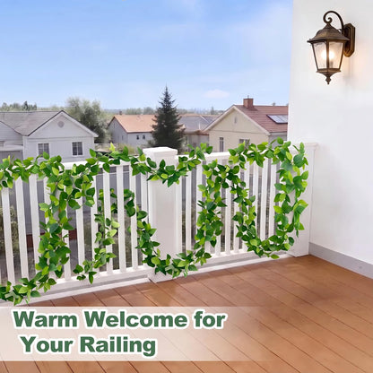 2Pcs Fake Vines Artificial Ivy Garland with Faux Pothos Leaves | Fake Plants Greenery for Bedroom Living Room Office Wall Garden Wedding Party Indoor Outdoor Decor Aesthetic