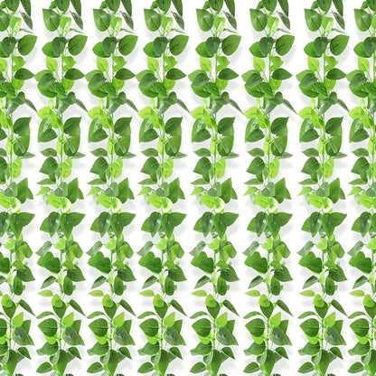 2Pcs Fake Vines Artificial Ivy Garland with Faux Pothos Leaves | Fake Plants Greenery for Bedroom Living Room Office Wall Garden Wedding Party Indoor Outdoor Decor Aesthetic