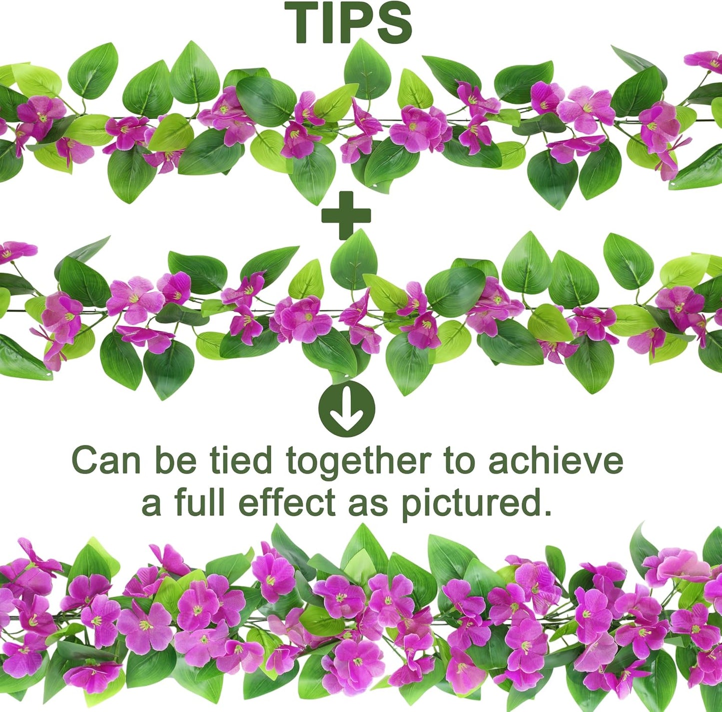 2Pcs Fake Vines Artificial Ivy Garland with Faux Pothos Leaves | Fake Plants Greenery for Bedroom Living Room Office Wall Garden Wedding Party Indoor Outdoor Decor Aesthetic