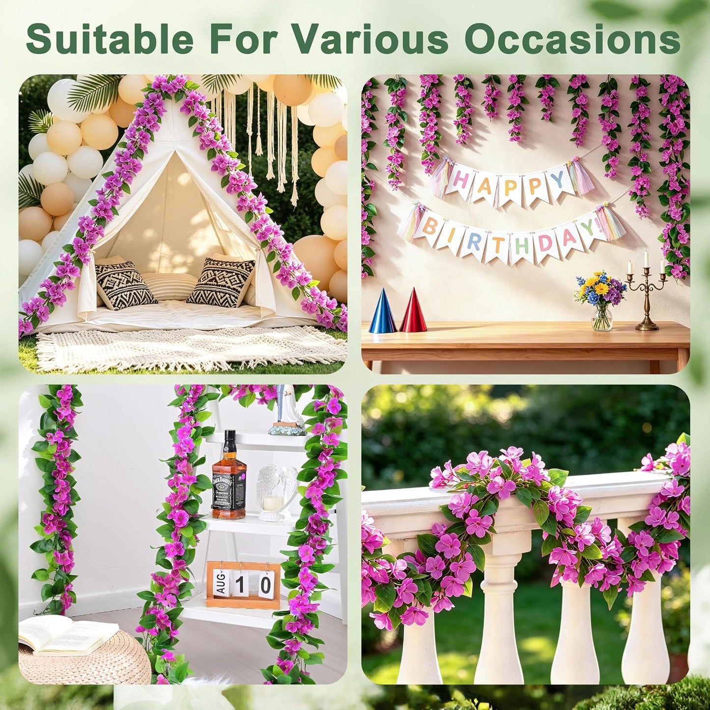 2Pcs Fake Vines Artificial Ivy Garland with Faux Pothos Leaves | Fake Plants Greenery for Bedroom Living Room Office Wall Garden Wedding Party Indoor Outdoor Decor Aesthetic