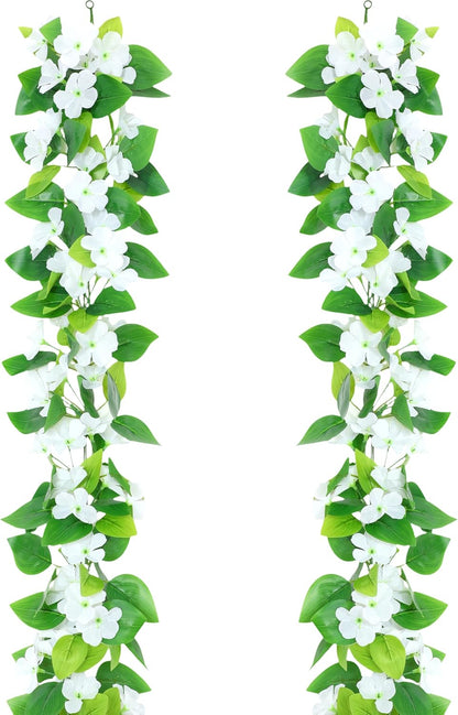 2Pcs Fake Vines Artificial Ivy Garland with Faux Pothos Leaves | Fake Plants Greenery for Bedroom Living Room Office Wall Garden Wedding Party Indoor Outdoor Decor Aesthetic