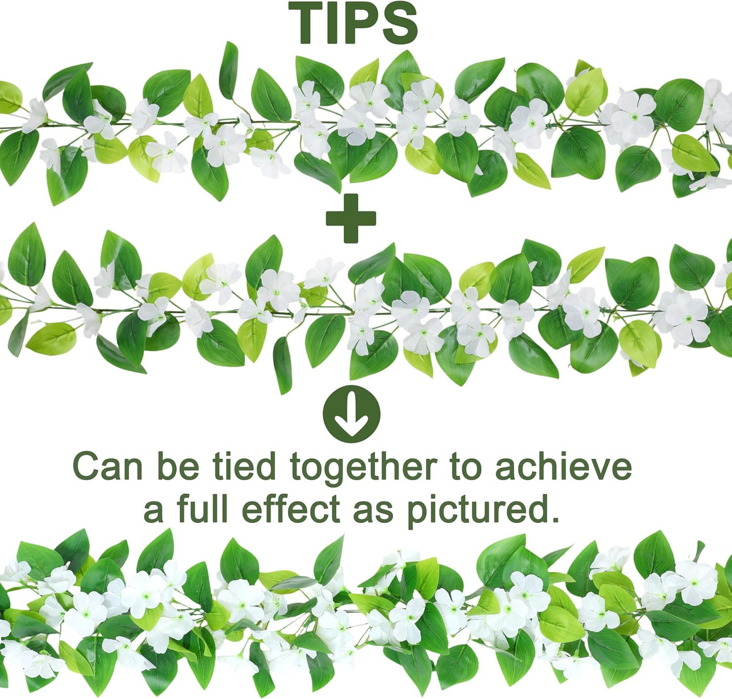 2Pcs Fake Vines Artificial Ivy Garland with Faux Pothos Leaves | Fake Plants Greenery for Bedroom Living Room Office Wall Garden Wedding Party Indoor Outdoor Decor Aesthetic