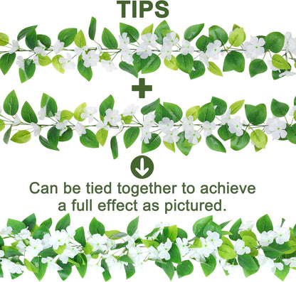 2Pcs Fake Vines Artificial Ivy Garland with Faux Pothos Leaves | Fake Plants Greenery for Bedroom Living Room Office Wall Garden Wedding Party Indoor Outdoor Decor Aesthetic