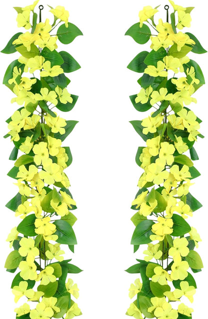 2Pcs Fake Vines Artificial Ivy Garland with Faux Pothos Leaves | Fake Plants Greenery for Bedroom Living Room Office Wall Garden Wedding Party Indoor Outdoor Decor Aesthetic