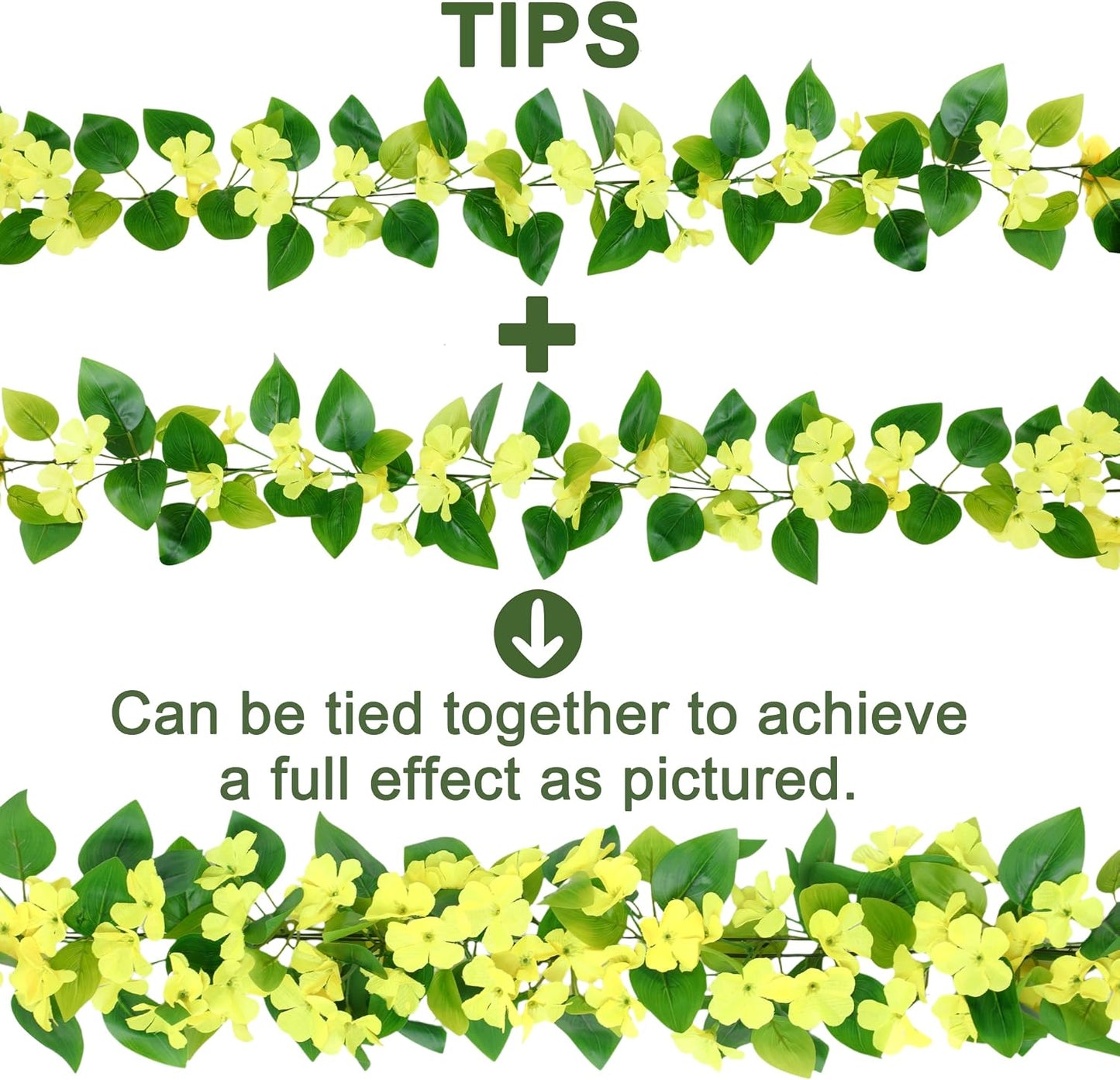 2Pcs Fake Vines Artificial Ivy Garland with Faux Pothos Leaves | Fake Plants Greenery for Bedroom Living Room Office Wall Garden Wedding Party Indoor Outdoor Decor Aesthetic